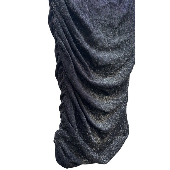 DB Studio Metallic Glitter Corset Dress Size 18 Black/Silver Stretchy Ruche Side - Picture 8 of 16